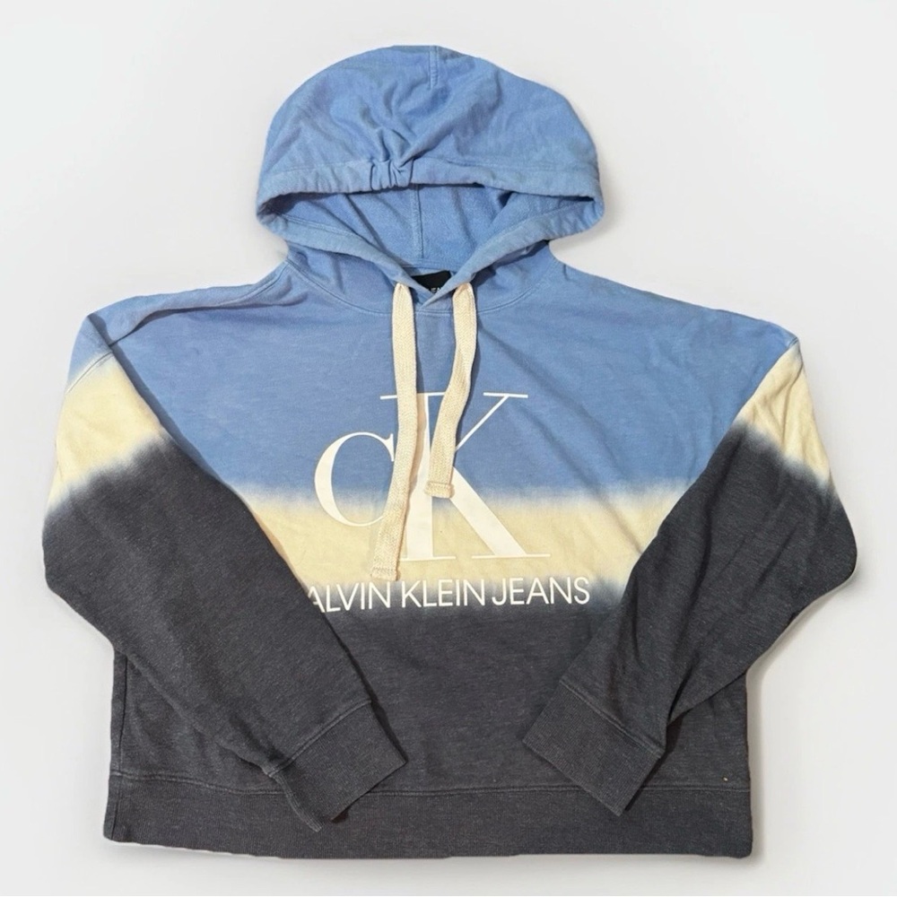 Calvin Klein Cropped Hoddie Pullover Sweatshirt Big Logo Streetwear Women’s M
